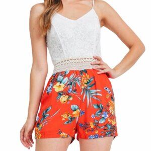 White Red Flower Romper